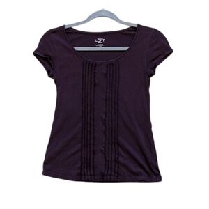 Loft Petite Burgundy Embellished Tee Sz XXSP